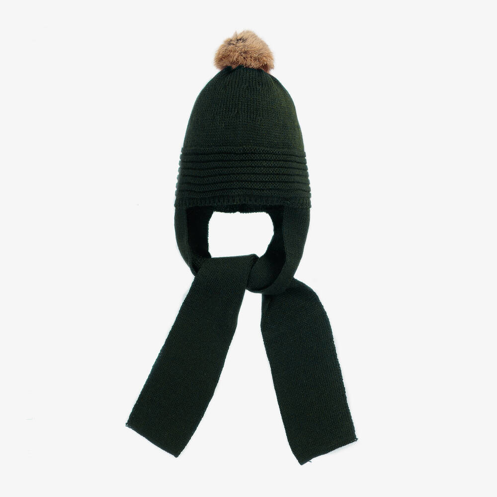 Foque - قبعة سكارف أكريليك محبوك لون أخضر | Childrensalon