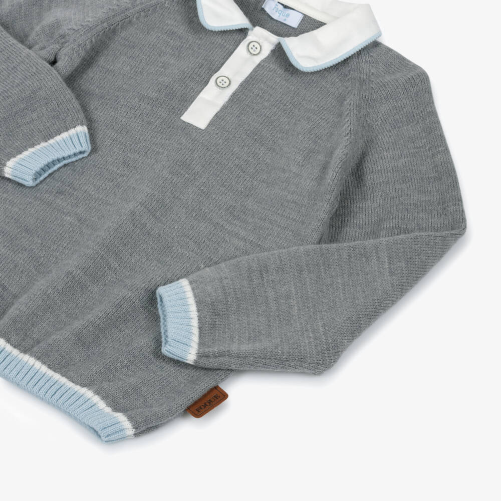 Foque-Grey Check Sweater Short Set | Childrensalon Outlet