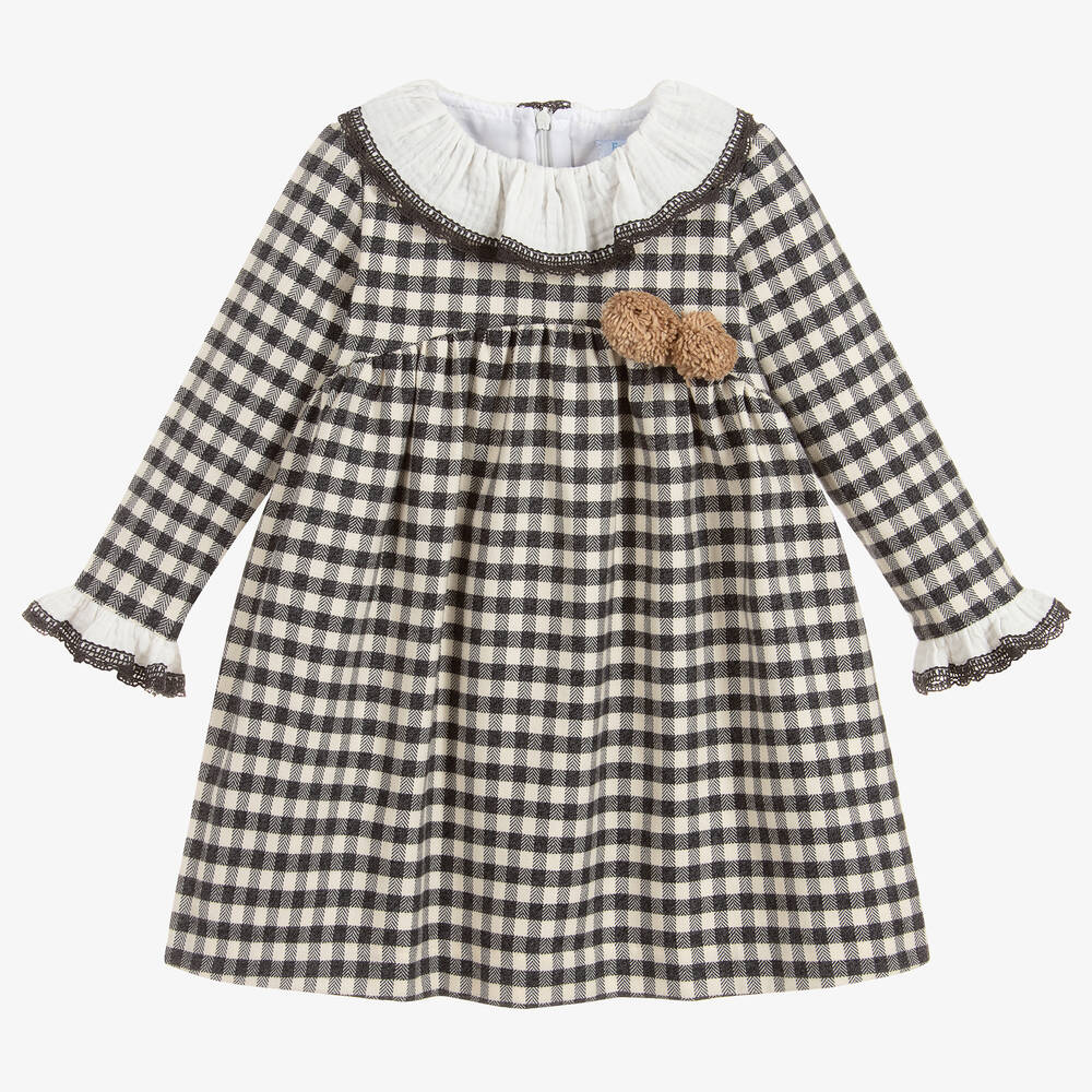 Foque - Grey & Ivory Cotton Dress | Childrensalon