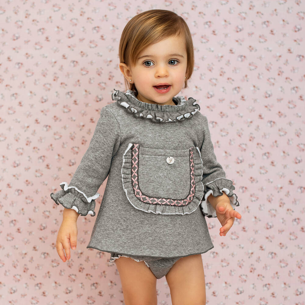 Foque-Grey Jersey Dress Set  | Childrensalon Outlet