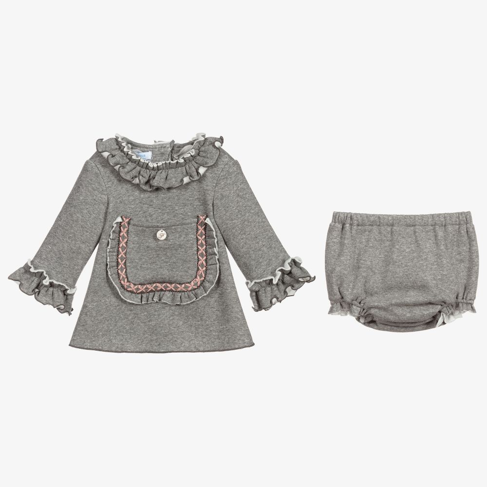 Foque-Grey Jersey Dress Set  | Childrensalon Outlet
