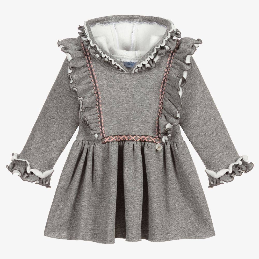 Foque - Grey Jersey Hooded Dress  | Childrensalon