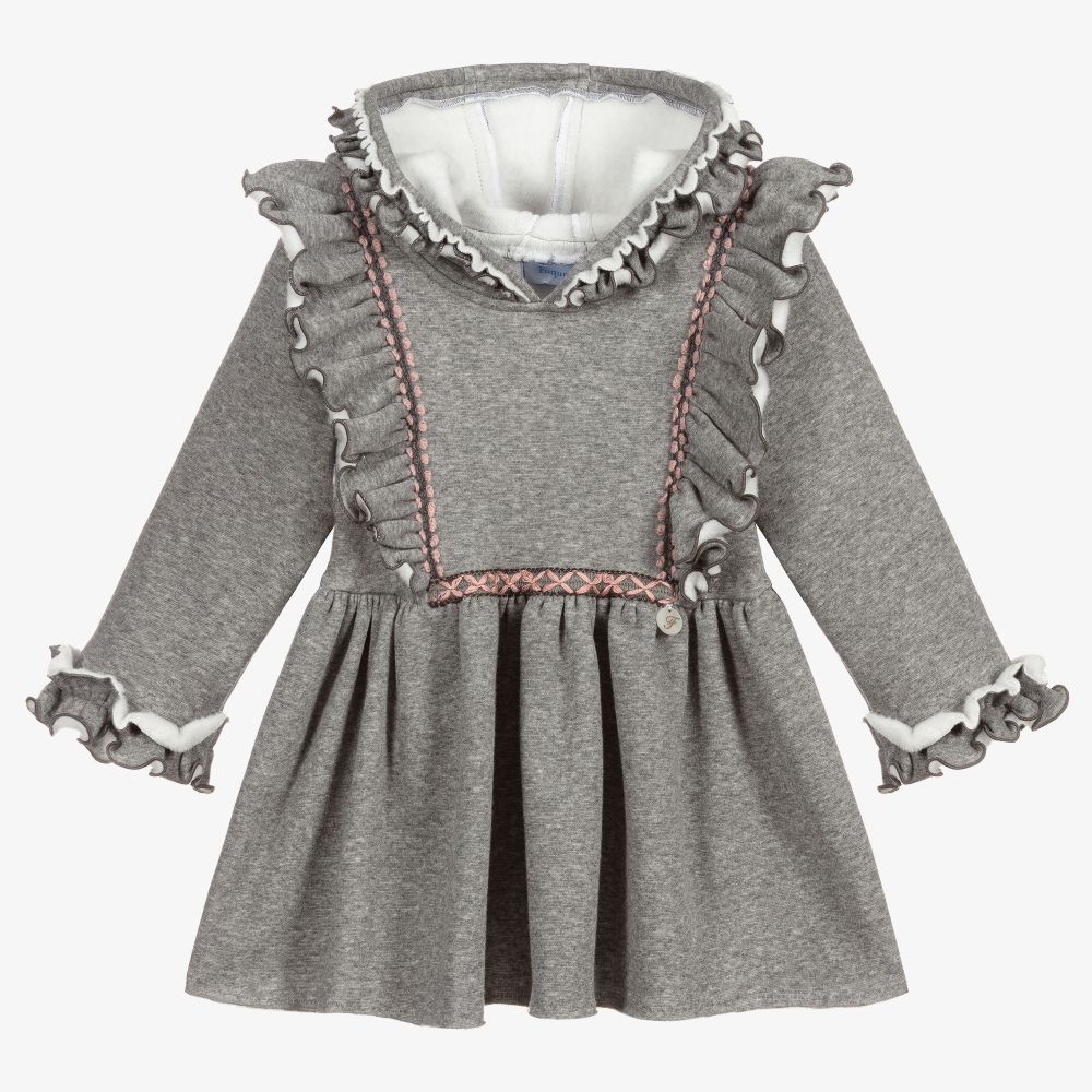 Foque - Graues Kapuzenkleid aus Jersey  | Childrensalon