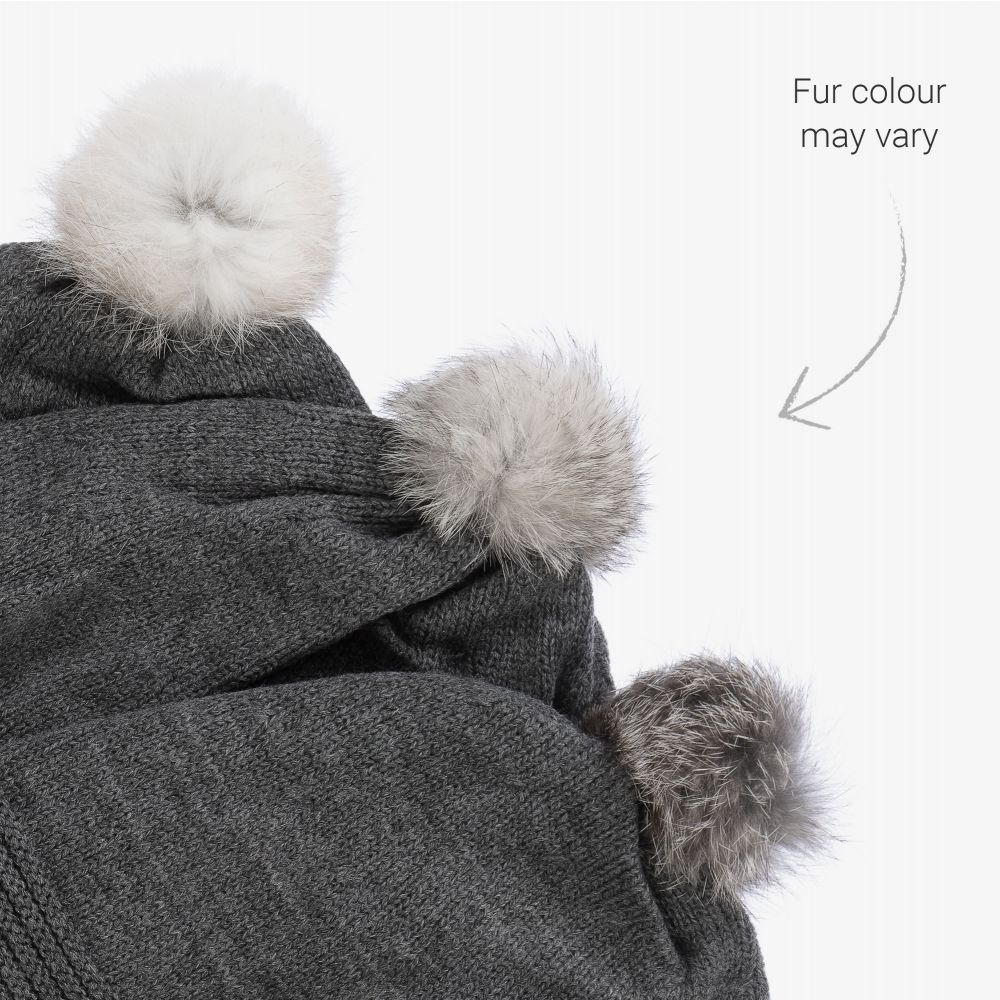 فوكيه-قبعة بوم-بوم محبوكة لون رمادي | Childrensalon Outlet