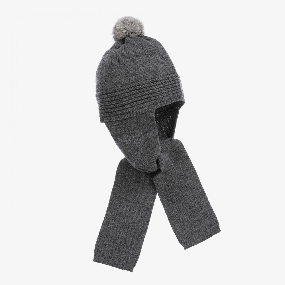 فوكيه-قبعة بوم-بوم محبوكة لون رمادي | Childrensalon Outlet