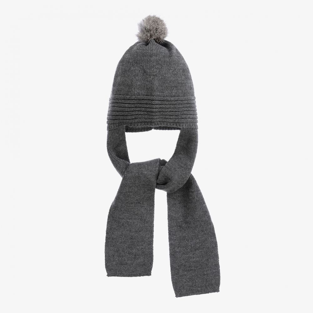 Foque - Grey Knitted Pom-Pom Hat | Childrensalon