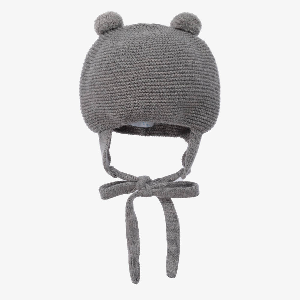 Foque - Grey Knitted Pom-Pom Hat | Childrensalon