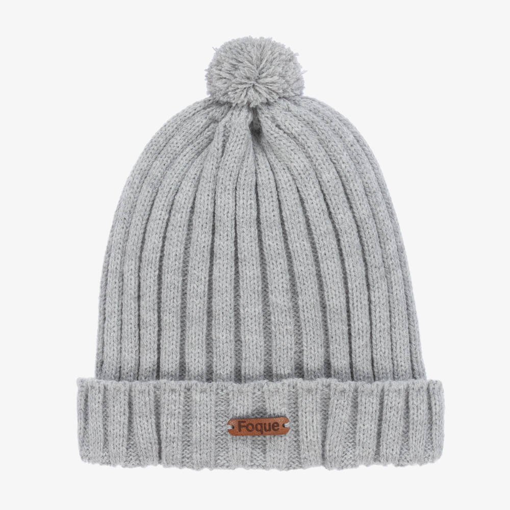 Foque - Grey Knitted Pom-Pom Hat | Childrensalon