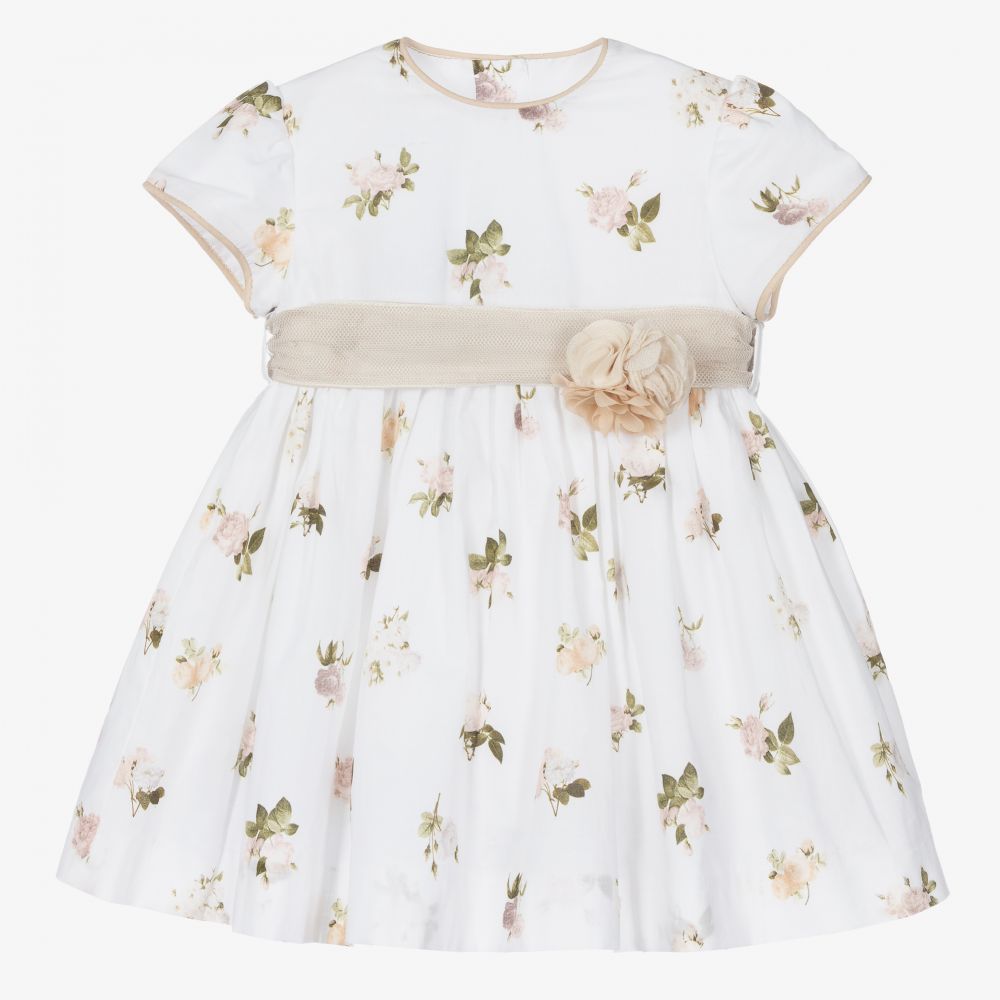 Foque - Ivory & Beige Cotton Dress | Childrensalon