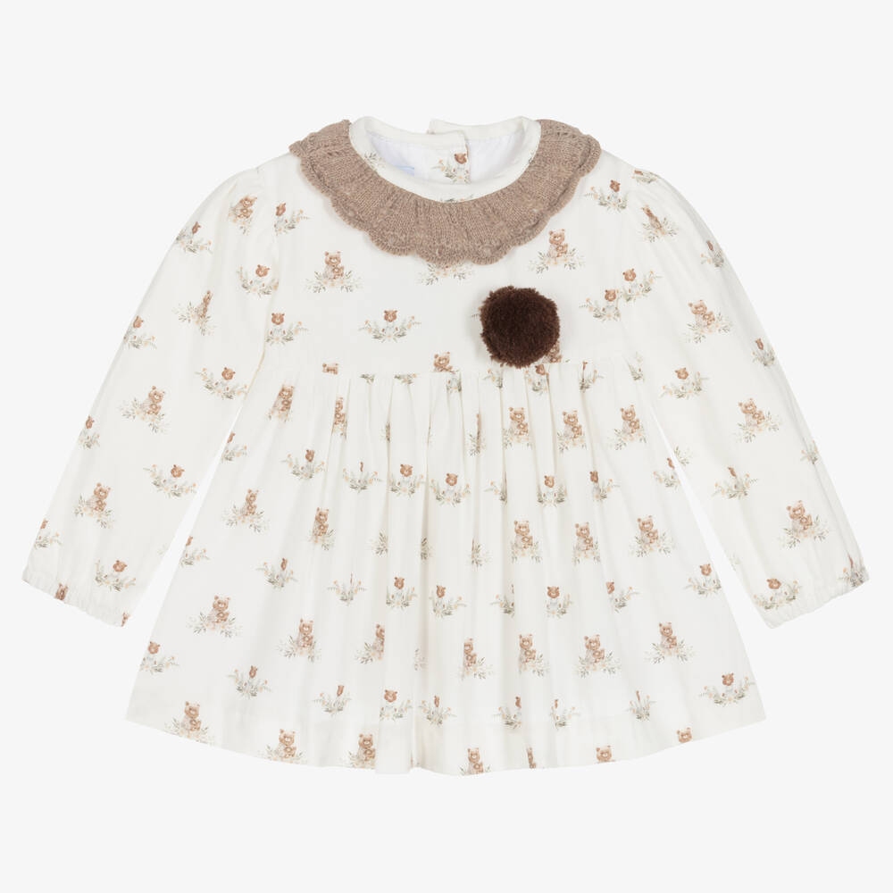 Foque - Ensemble robe ivoire beige coton | Childrensalon