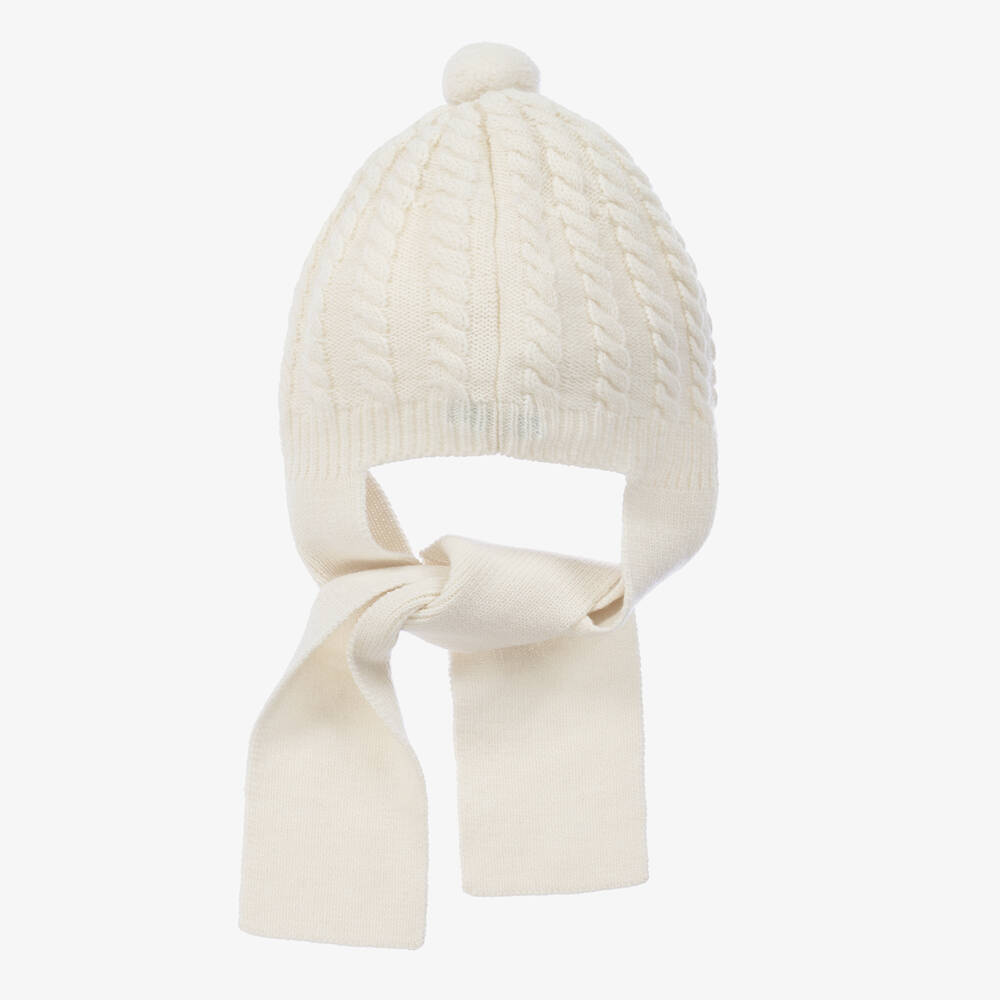 Foque-Кремовая шапка крупной вязки с помпоном | Childrensalon Outlet
