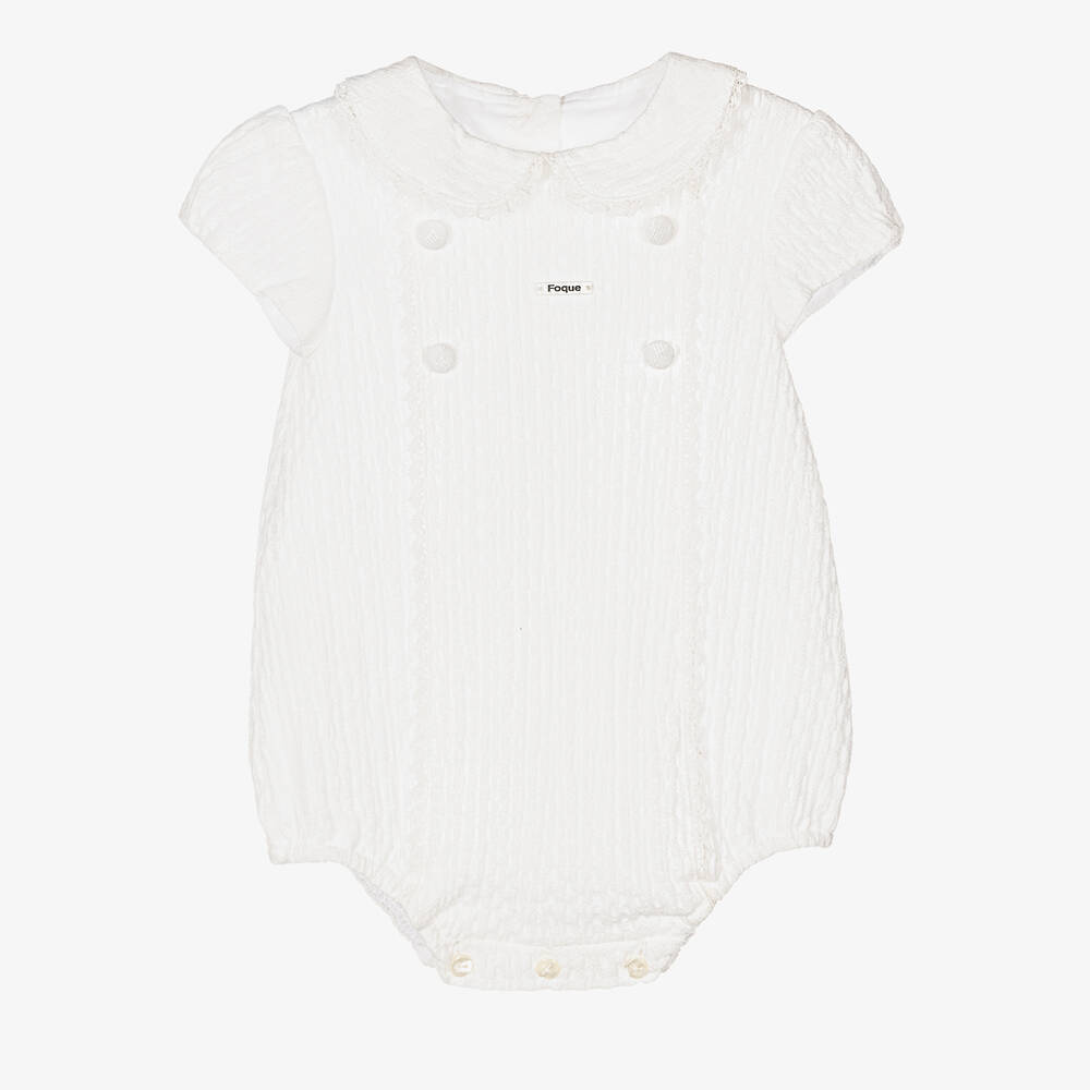 Foque-Ivory Cotton Baby Shortie  | Childrensalon Outlet