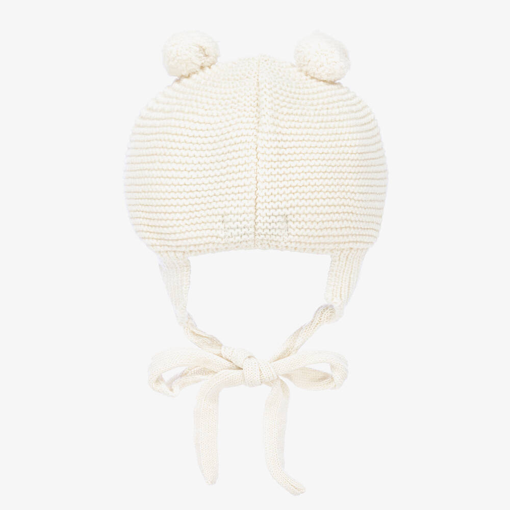 فوكيه-قبعة بوم-بوم مزيج صوف محبوك لون عاجي للأطفال | Childrensalon Outlet
