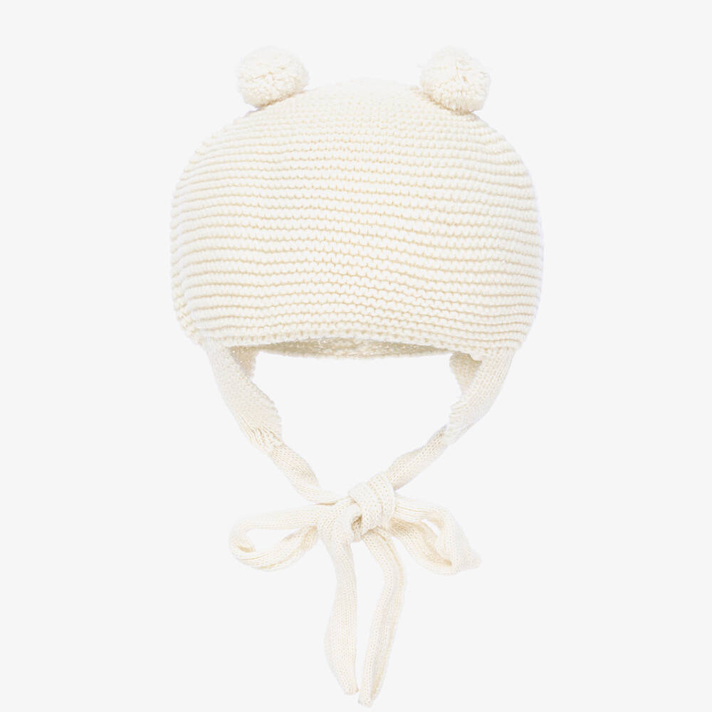 Foque - Ivory Knitted Pom-Pom Hat | Childrensalon