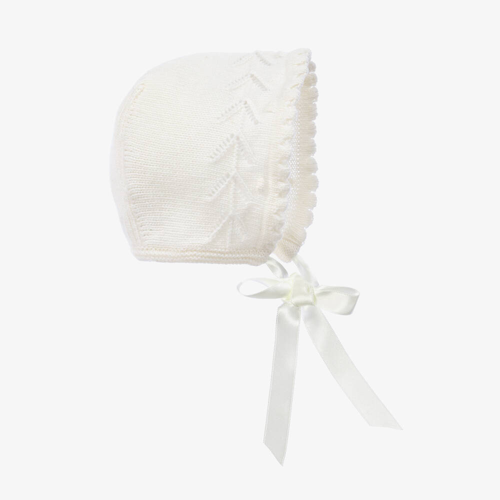 Foque - Ivory Wool & Cashmere Blend Baby Bonnet | Childrensalon