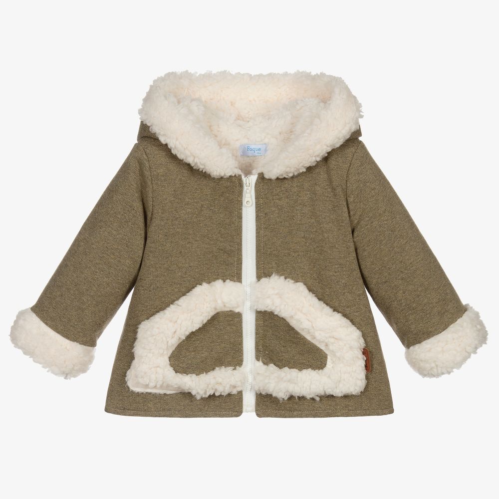Foque - Khaki Green Jersey Hooded Coat | Childrensalon
