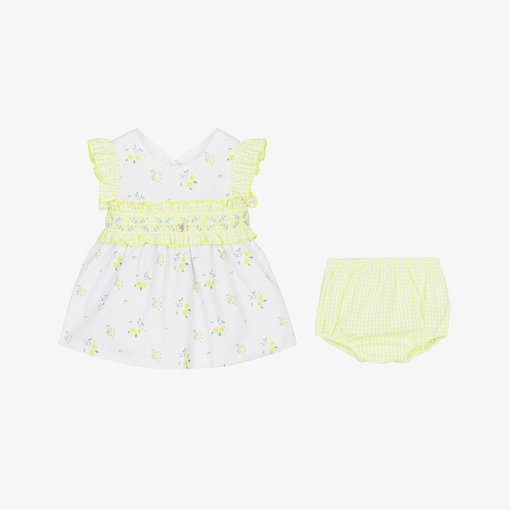 Foque-Летнее платье бело-желтое для девочек | Childrensalon Outlet