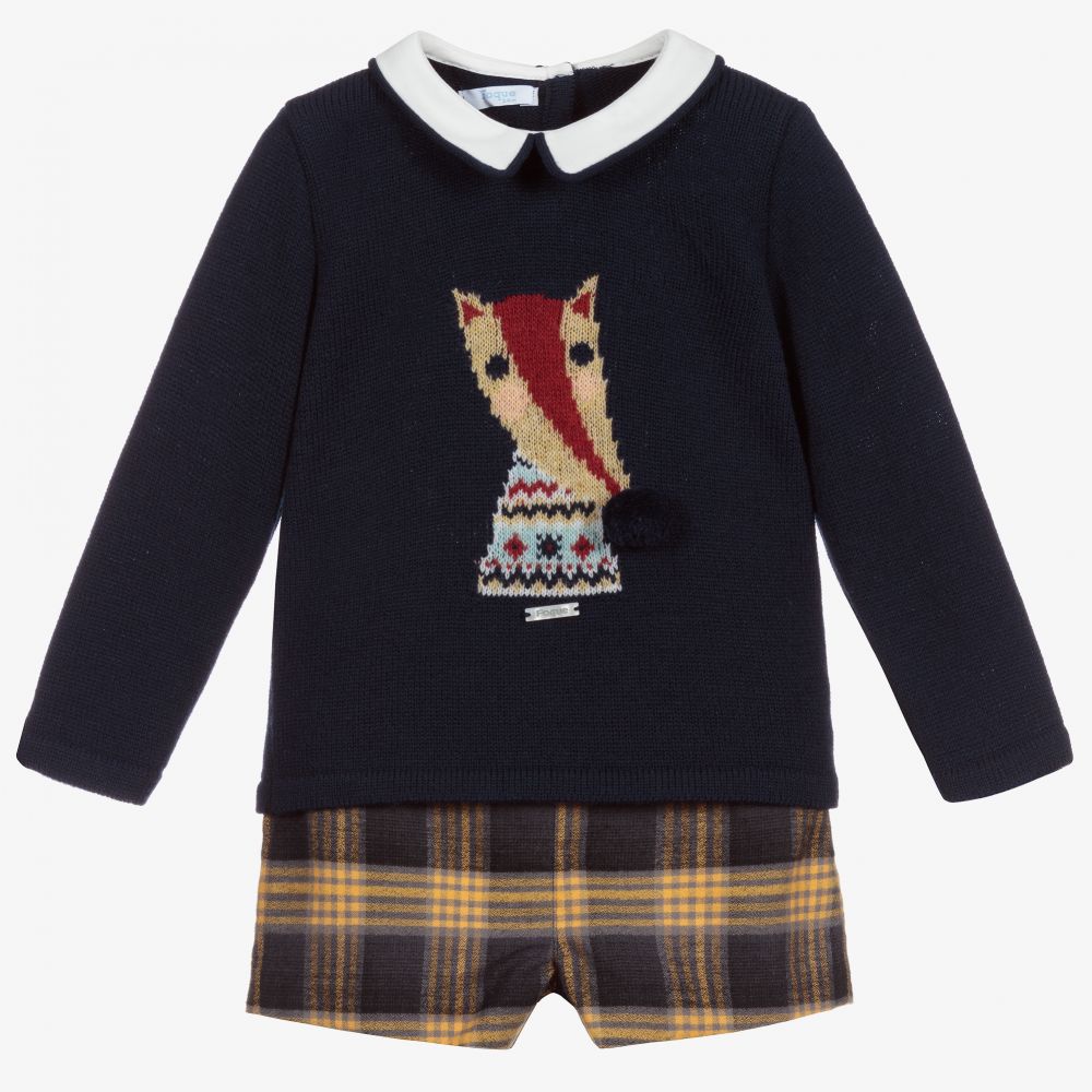 Foque - Ensemble short à carreaux bleu marine | Childrensalon