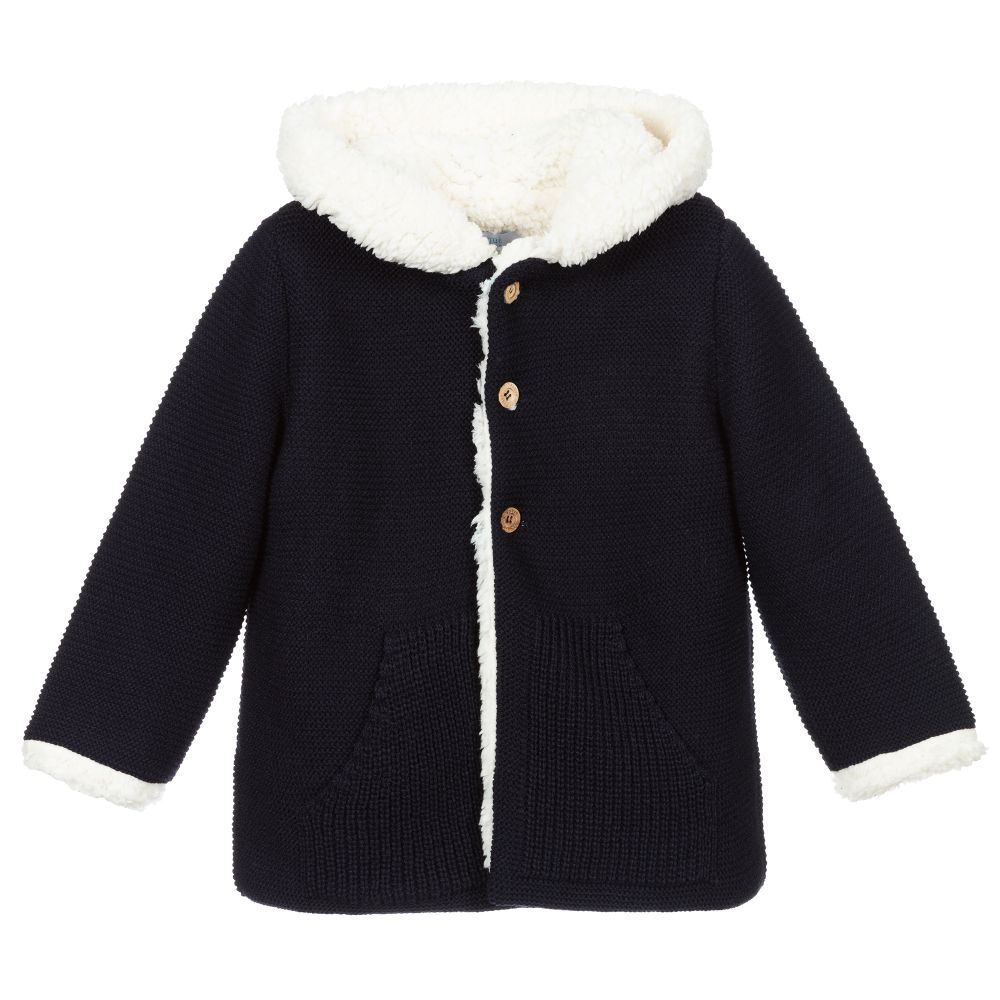 Foque - Manteau en tricot bleu marine | Childrensalon