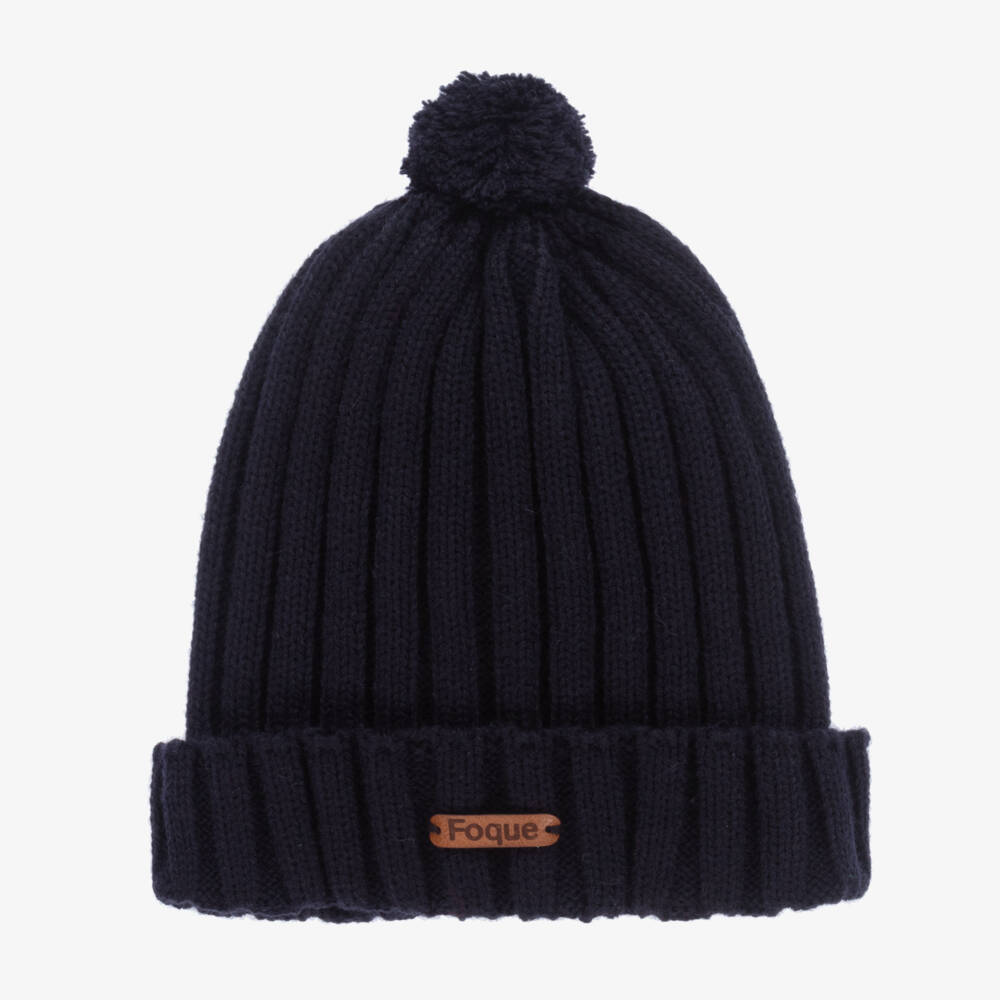 Foque-Navy Blue Knitted Pom-Pom Hat | Childrensalon Outlet