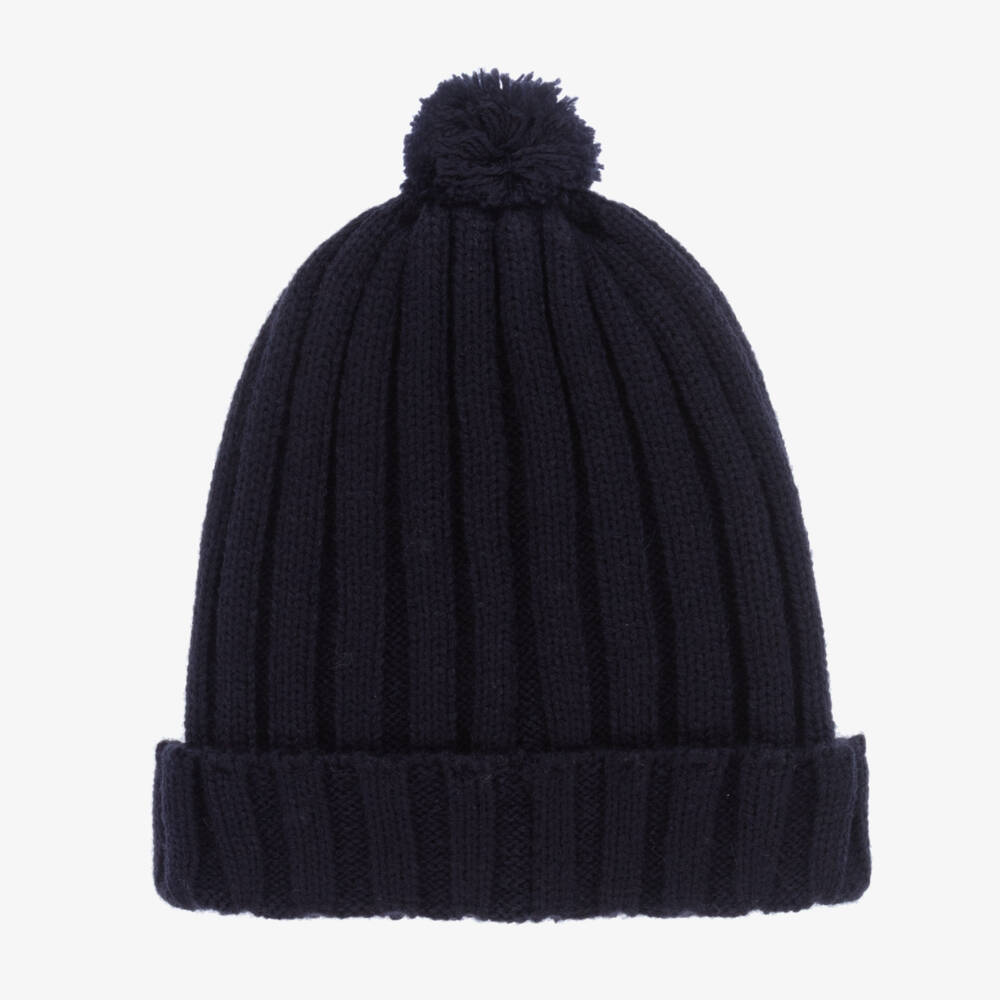 Foque-Navy Blue Knitted Pom-Pom Hat | Childrensalon Outlet