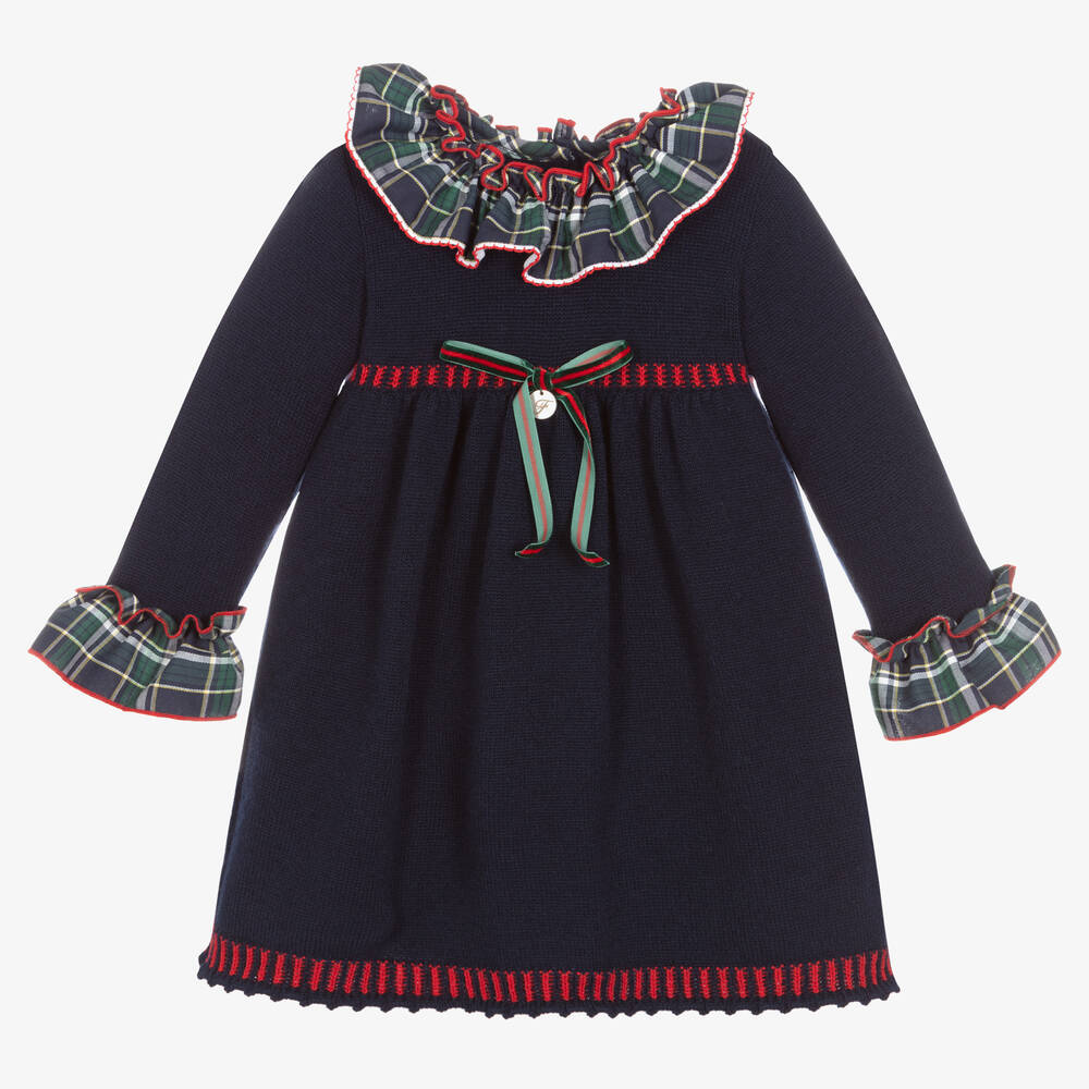 Foque - Navy Blue Knitted Wool Dress | Childrensalon