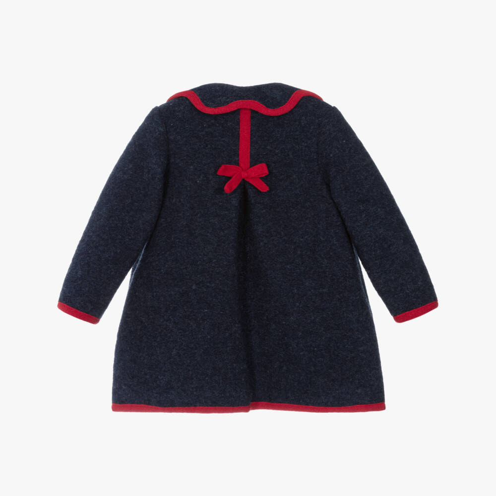 Foque-Navy & Red Trim Wool Coat | Childrensalon Outlet