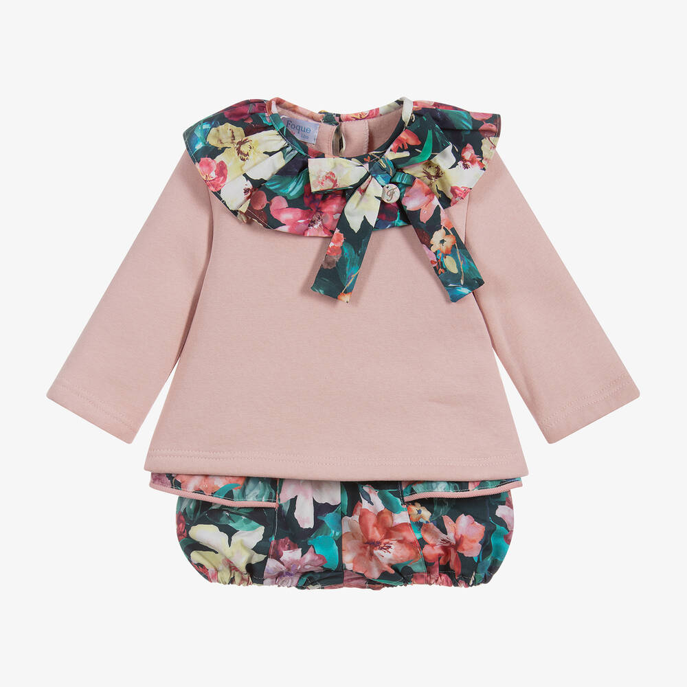 Foque - Rosa Shorts-Set mit Blumenmuster  | Childrensalon