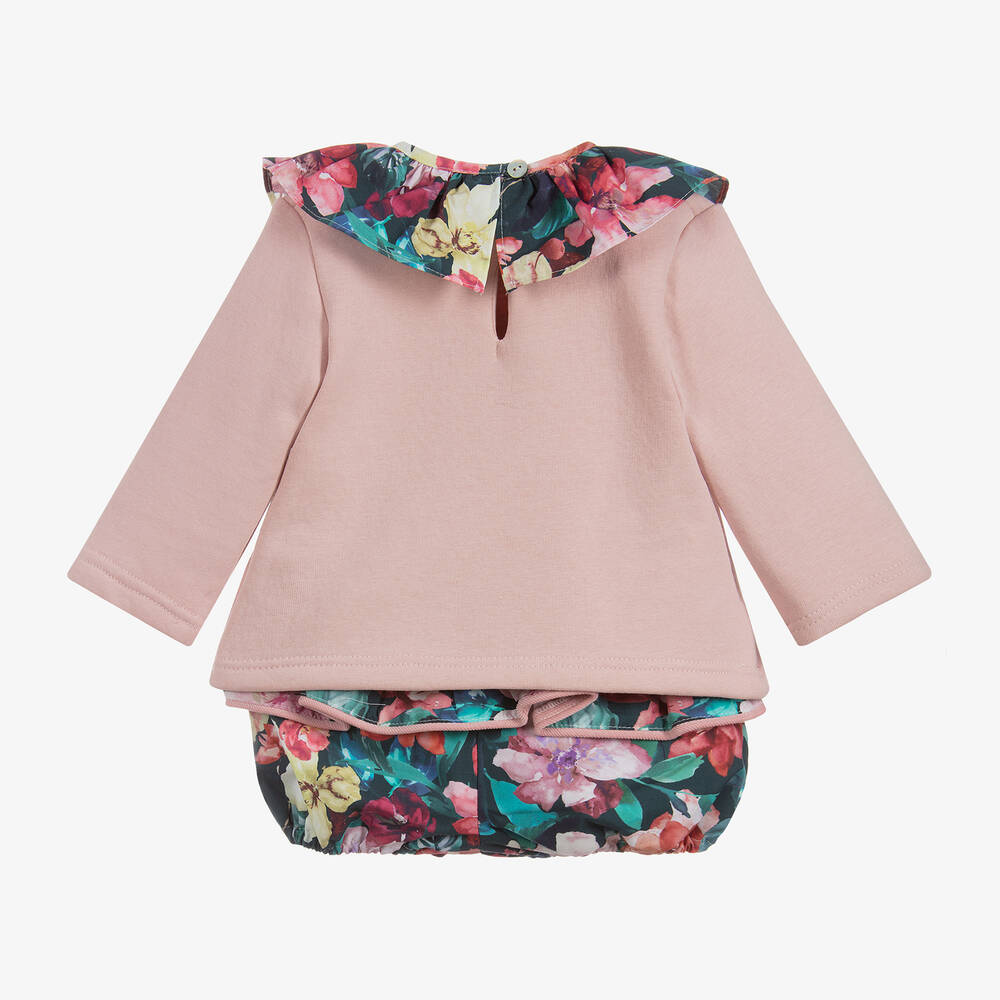 Foque-شورت وتوب قطن لون زهري بطبعة ورود | Childrensalon Outlet