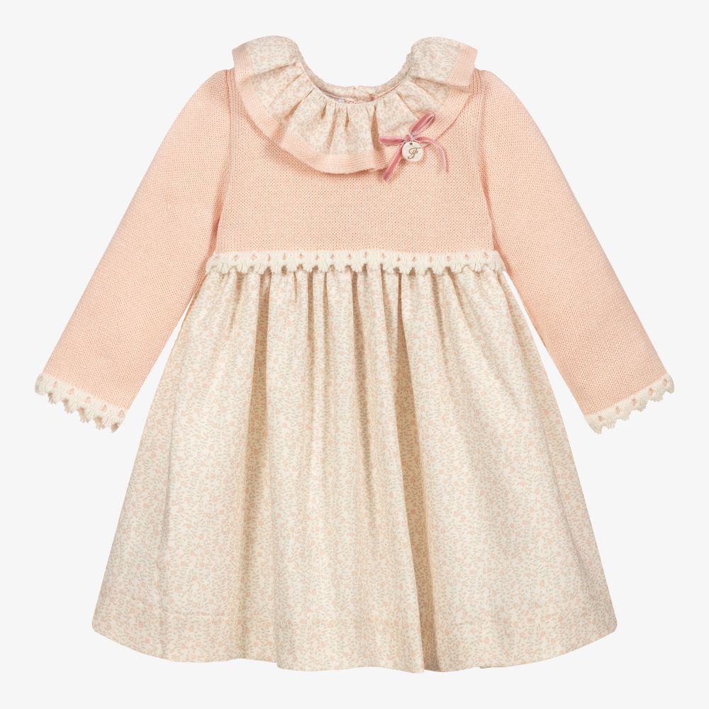Foque - Кремово-розовое платье с цветами  | Childrensalon