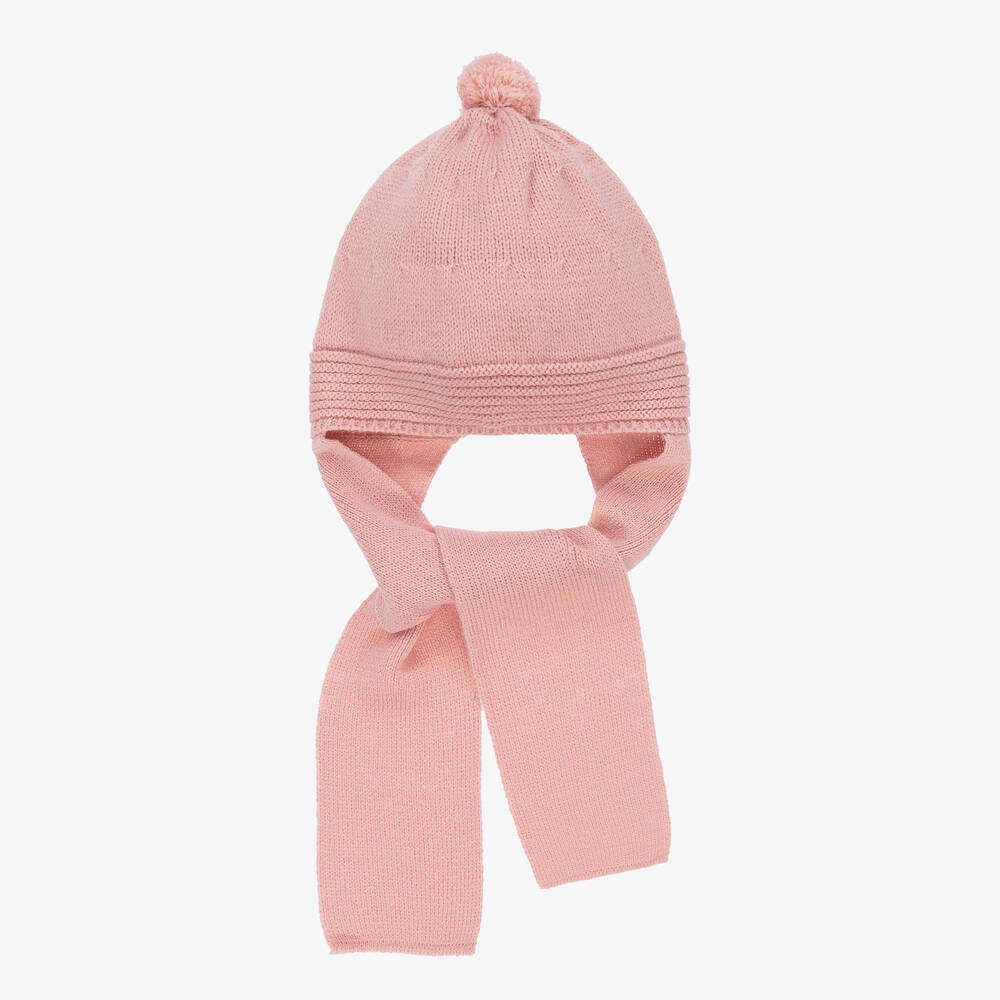 Foque - Écharpe-bonnet rose en maille | Childrensalon