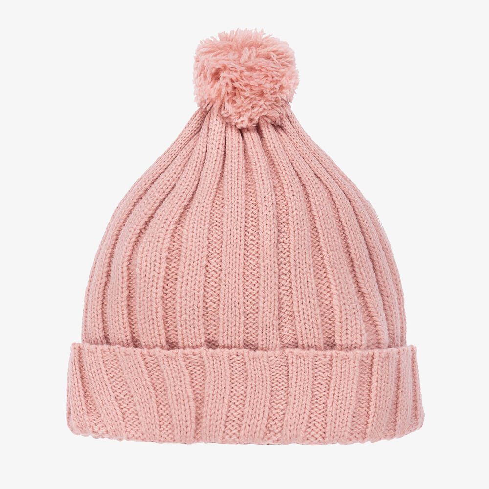 فوكيه-قبعة بوم-بوم أكريليك محبوك لون زهري للبنات | Childrensalon Outlet