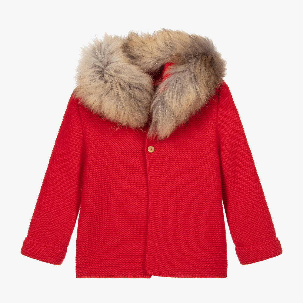 Red coat with fur trim online