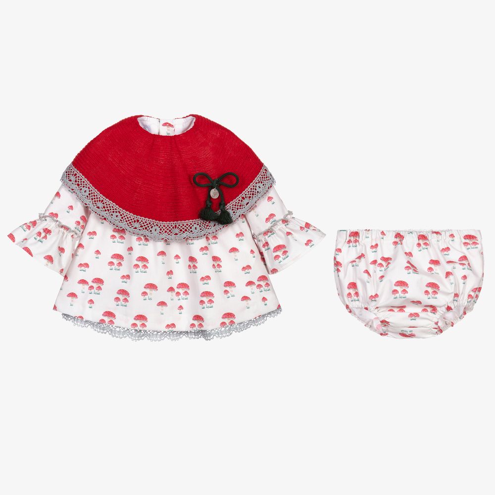 Foque-Red Cotton & Wool Dress Set | Childrensalon Outlet