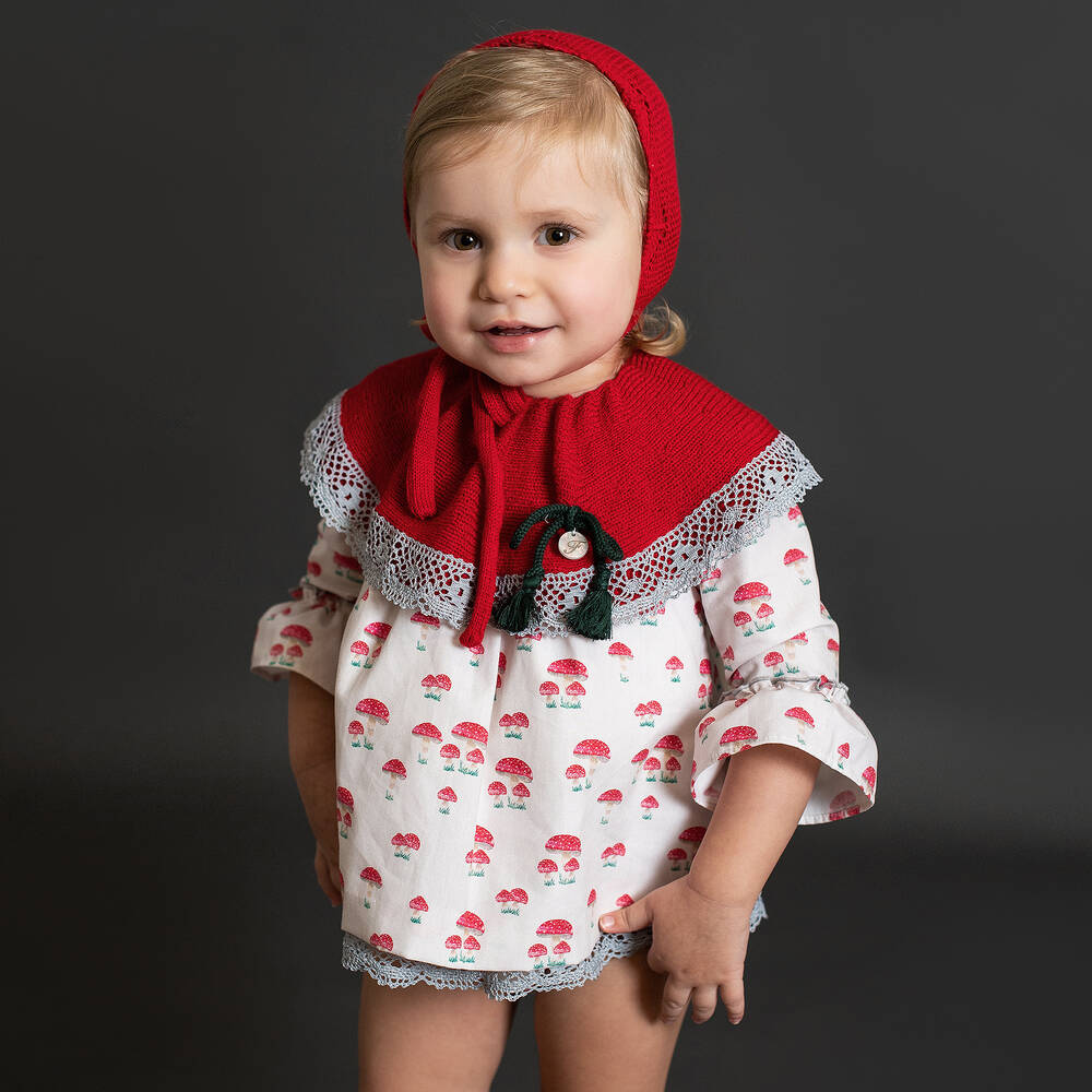 Foque-Red Cotton & Wool Dress Set | Childrensalon Outlet