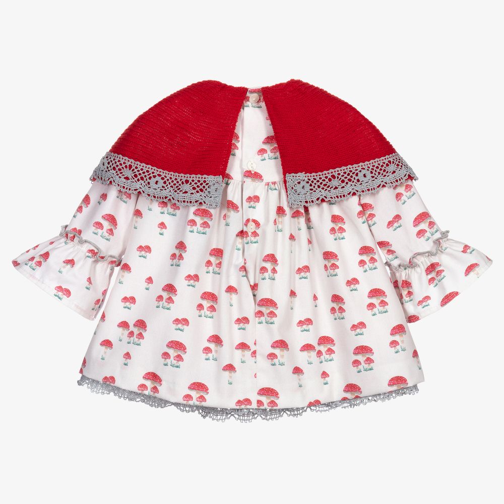 Foque-Red Cotton & Wool Dress Set | Childrensalon Outlet