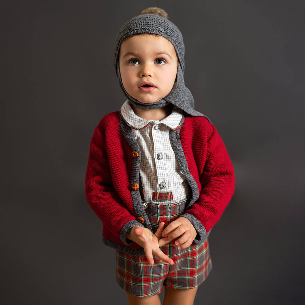 Foque-Серая рубашка и красные шорты в клетку | Childrensalon Outlet