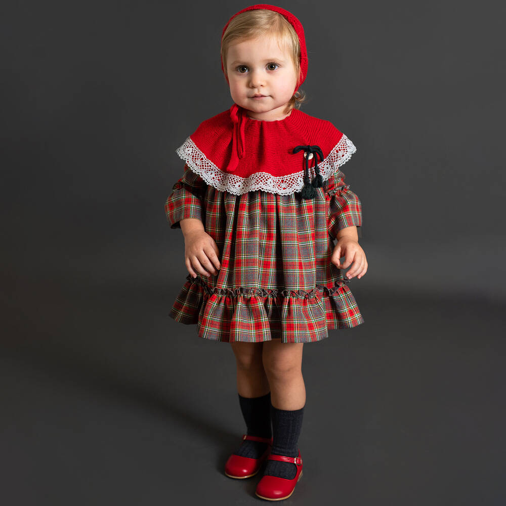 Foque-Red & Grey Checked Dress  | Childrensalon Outlet