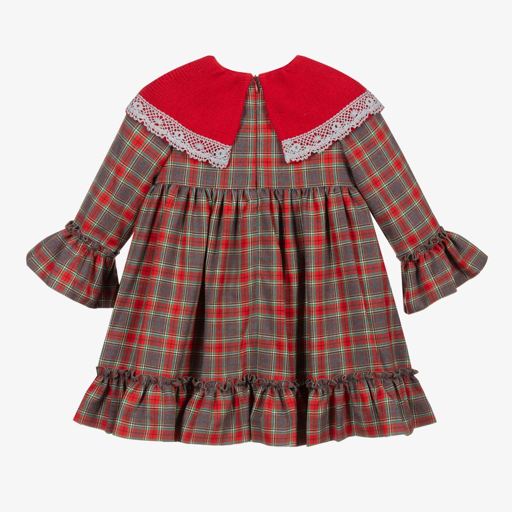 Foque-Red & Grey Checked Dress  | Childrensalon Outlet