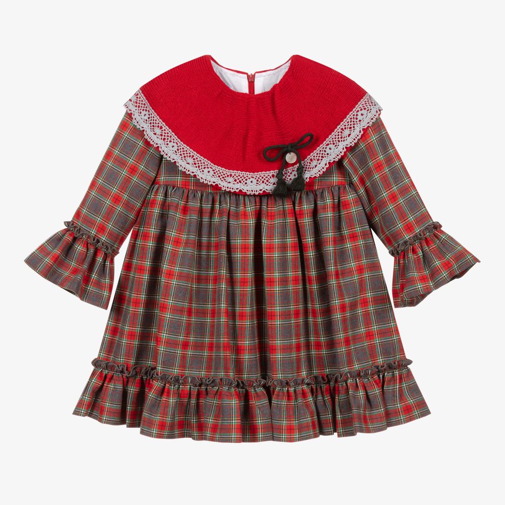 Foque - Rot-grau kariertes Kleid  | Childrensalon