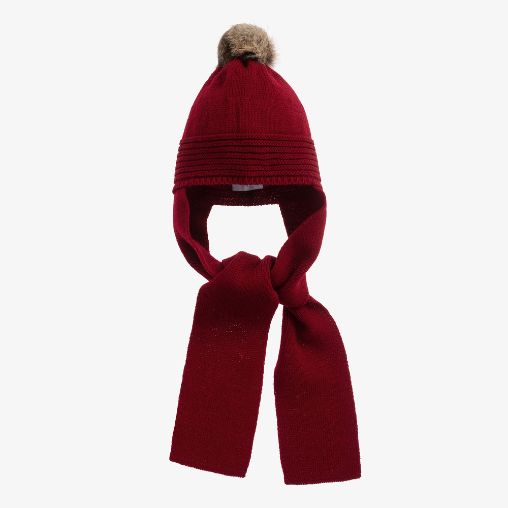Foque - Bonnet et écharpe rouges en maille | Childrensalon