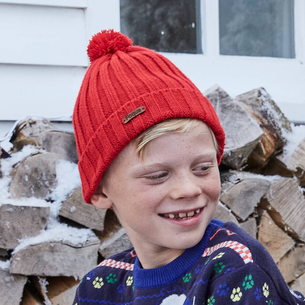Foque-Red Knitted Pom-Pom Hat | Childrensalon Outlet