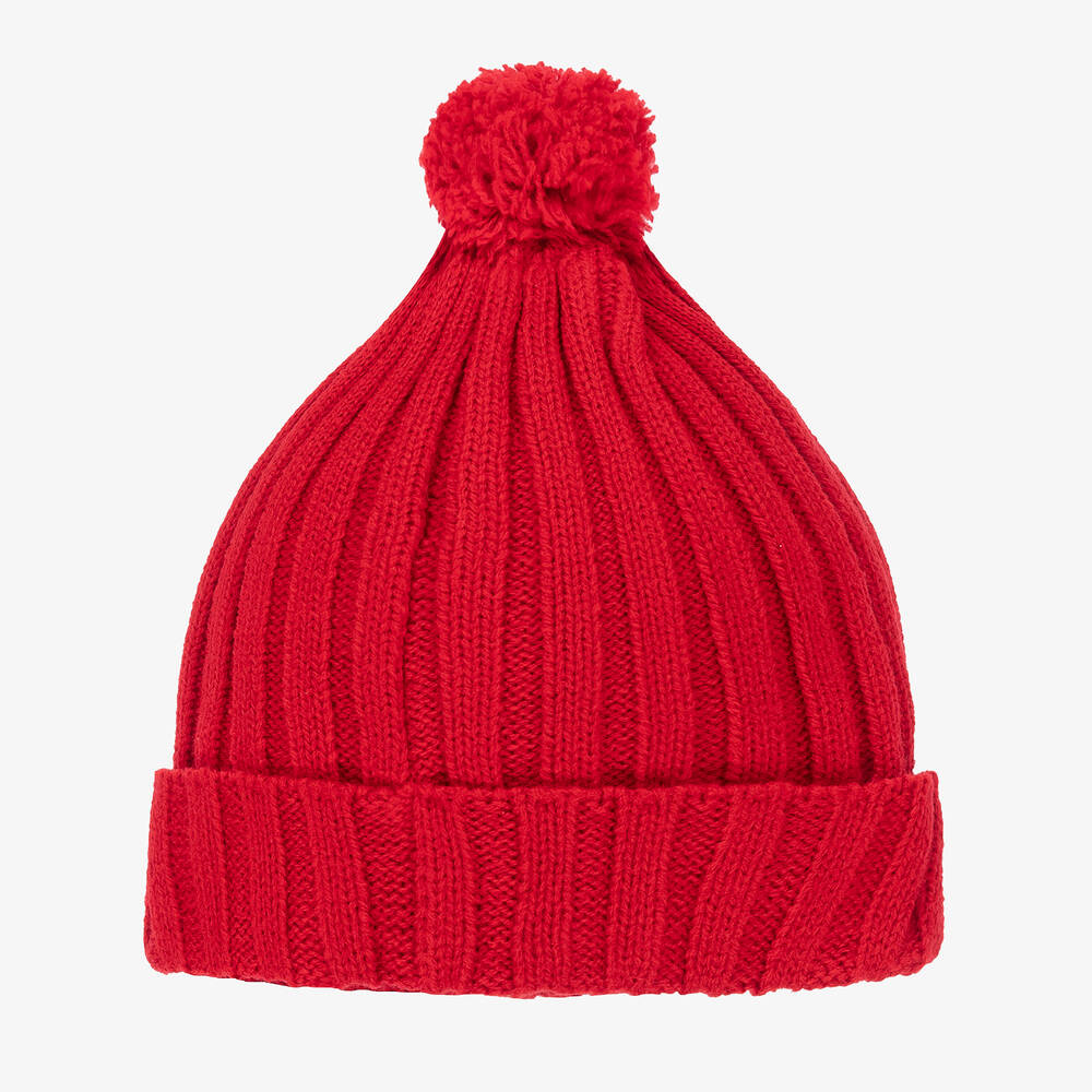 Foque-Red Knitted Pom-Pom Hat | Childrensalon Outlet