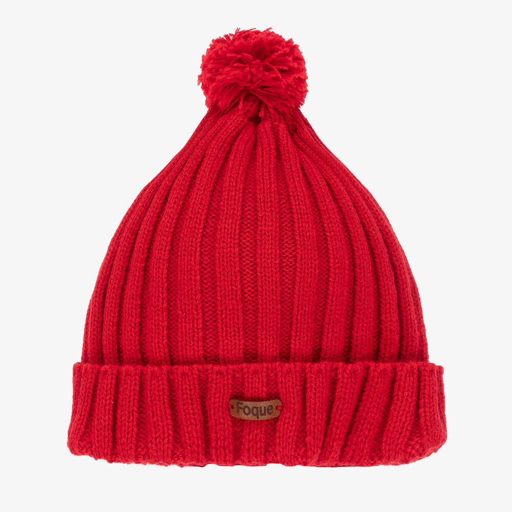 Foque - قبعة بوم-بوم أكريليك محبوك لون أحمر | Childrensalon