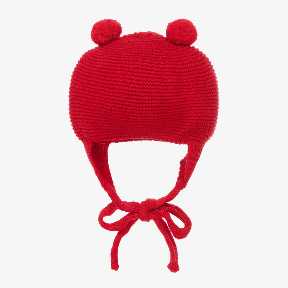 Foque - Red Knitted Pom-Pom Hat | Childrensalon
