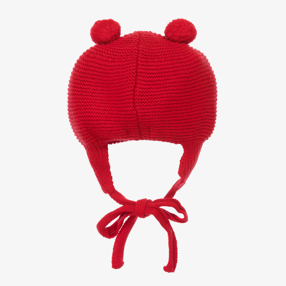 فوكيه-قبعة بوم-بوم أكريليك وصوف محبوك لون أحمر | Childrensalon Outlet
