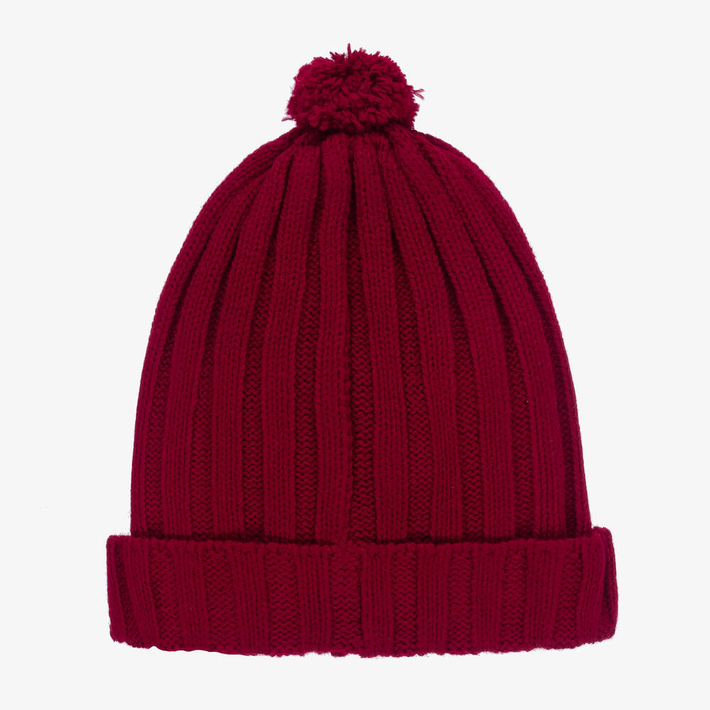 فوكيه-قبعة بوم-بوم أكريليك محبوك لون أحمر برغندي | Childrensalon Outlet
