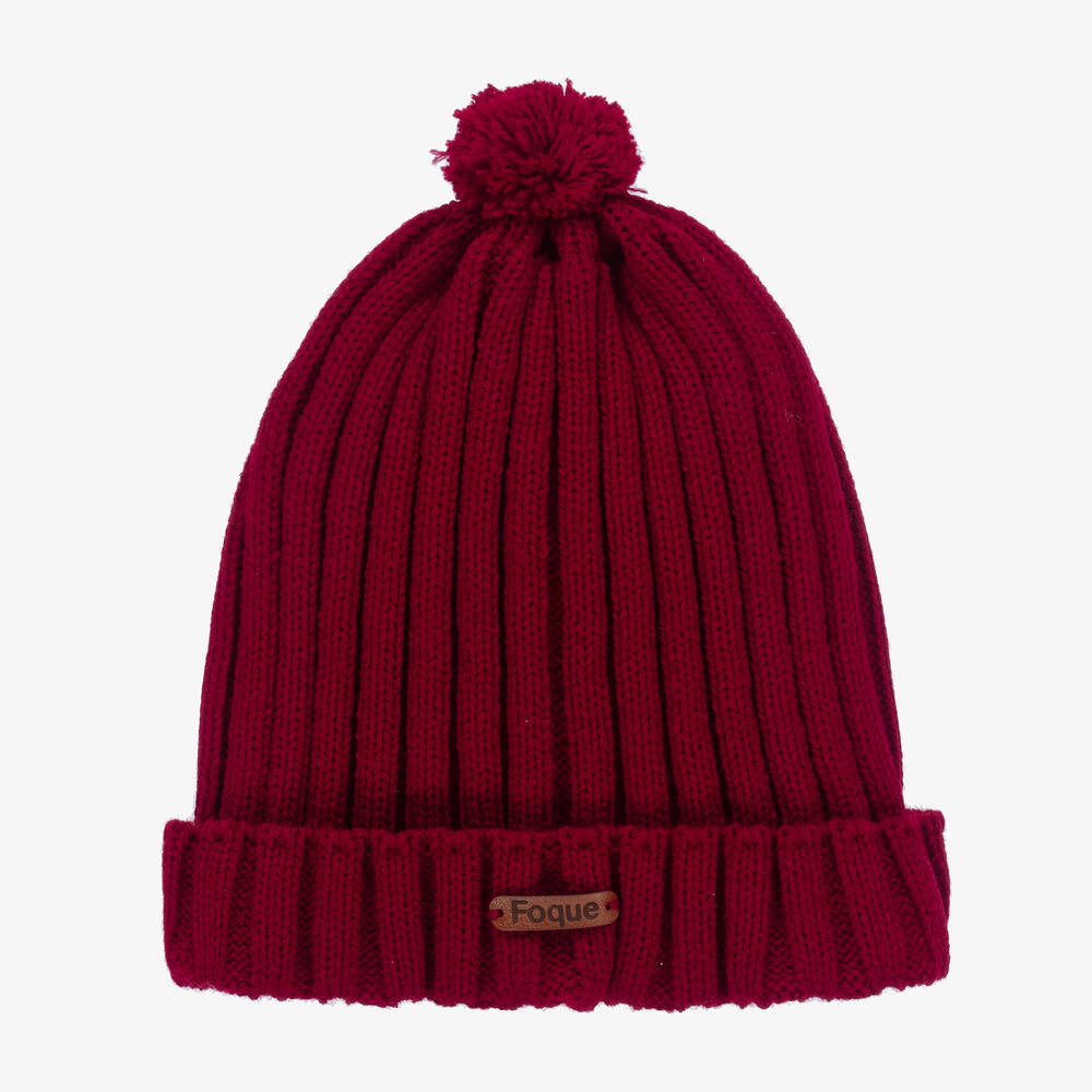 Foque - قبعة بوم-بوم أكريليك محبوك لون أحمر برغندي | Childrensalon