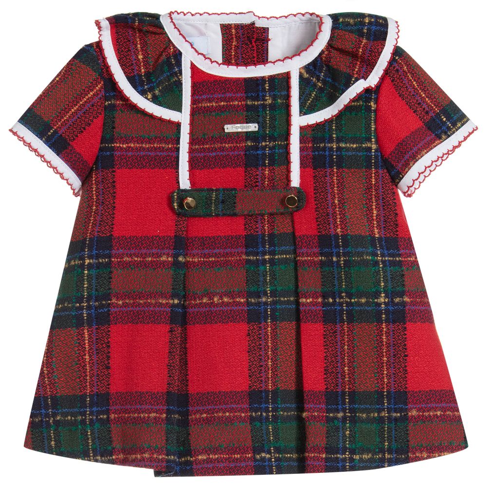 Foque - طقم فستان تارتان 3 قطع لون أحمر وأخضر | Childrensalon