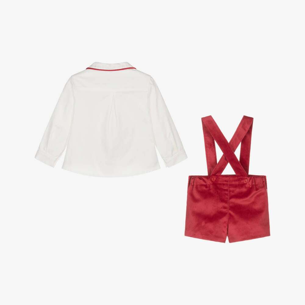 Foque-Red Velour Short Set | Childrensalon Outlet